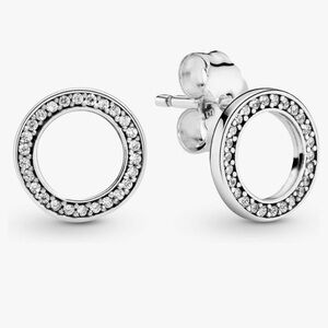 Pandora Silver Circle Pavé Stud Earrings